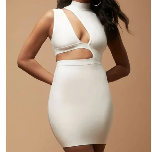 Herve Leger Cutout Bandage White Dress - Picture 2 of 5